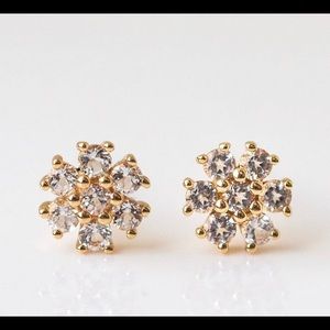 Local Eclectic Family Gold Solid Gold Gemstone Flower Studs